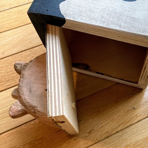 Beautiful Handmade Birdhouse Cow Utter Black & White Made in Alberta Canada - Picture 8 of 10